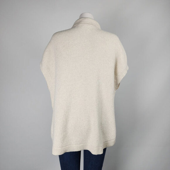 Cream Knit Quarter Zip Poncho Cardigan Size L/XL - Picture 6 of 7